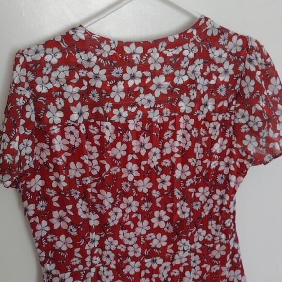 Sam Edelman Flutter Sleeve Amber Floral Asymmetrical Hem Dress Size 6 Party Boho - Picture 14 of 16